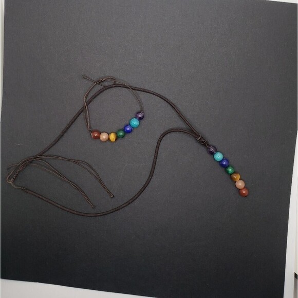 Chakra bead necklace with matching adjustable bracelet - Picture 3 of 9